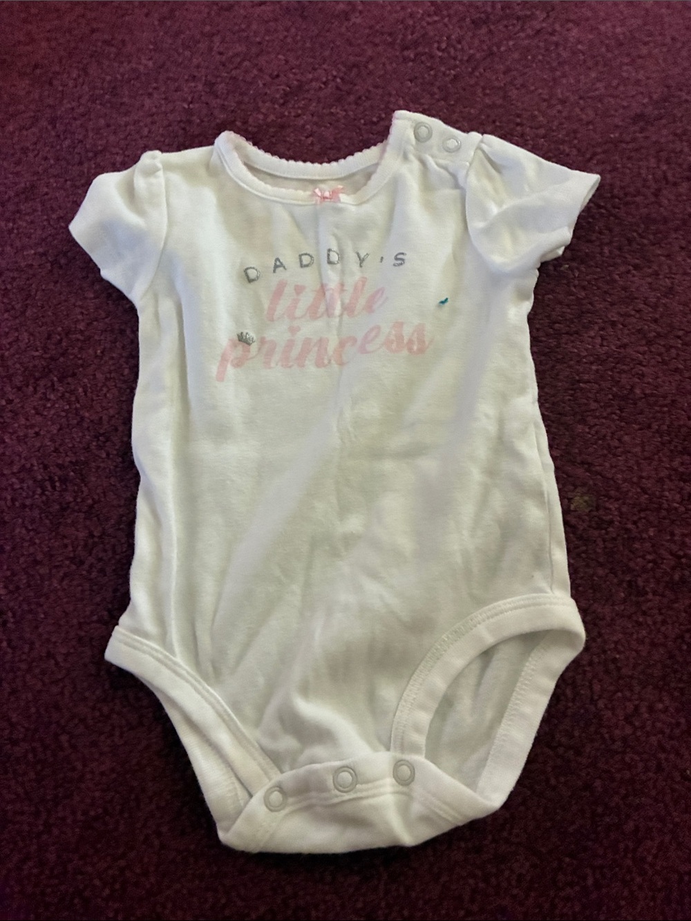 Carter's White Short-Sleeve "Daddy's Little Princess" Bodysuit with Pink Script